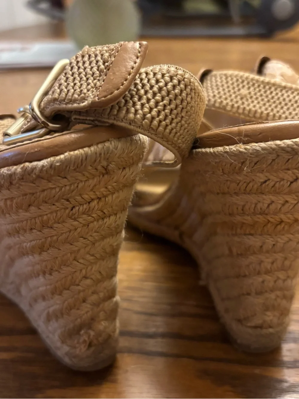 Banana Republic Beige Tan Woven Wedge Sandals